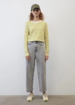 Marc O'Polo Striped Long Sleeve Heavy Slub Jersey Top In A Regular Fit Made Of Organic Cotton