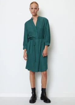 Marc O'Polo Shirt Blouse Dress With 3/4 Sleeves Relaxed Made From Viscose Twill