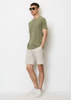 Marc O'Polo Serafino T-shirt Shaped In Soft Slub Jersey Fabric