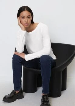 Marc O'Polo Long-sleeve Top In Organic Cotton Fabric