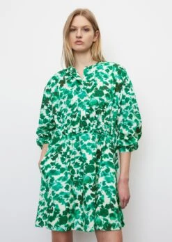 Marc O'Polo Short Voluminous Dress With Gathering Made Of An Organic Cotton/lyocell Blend