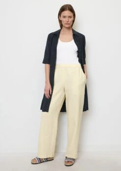 Marc O'Polo Wide Linen Trousers With A Partially Elasticated Waistband
