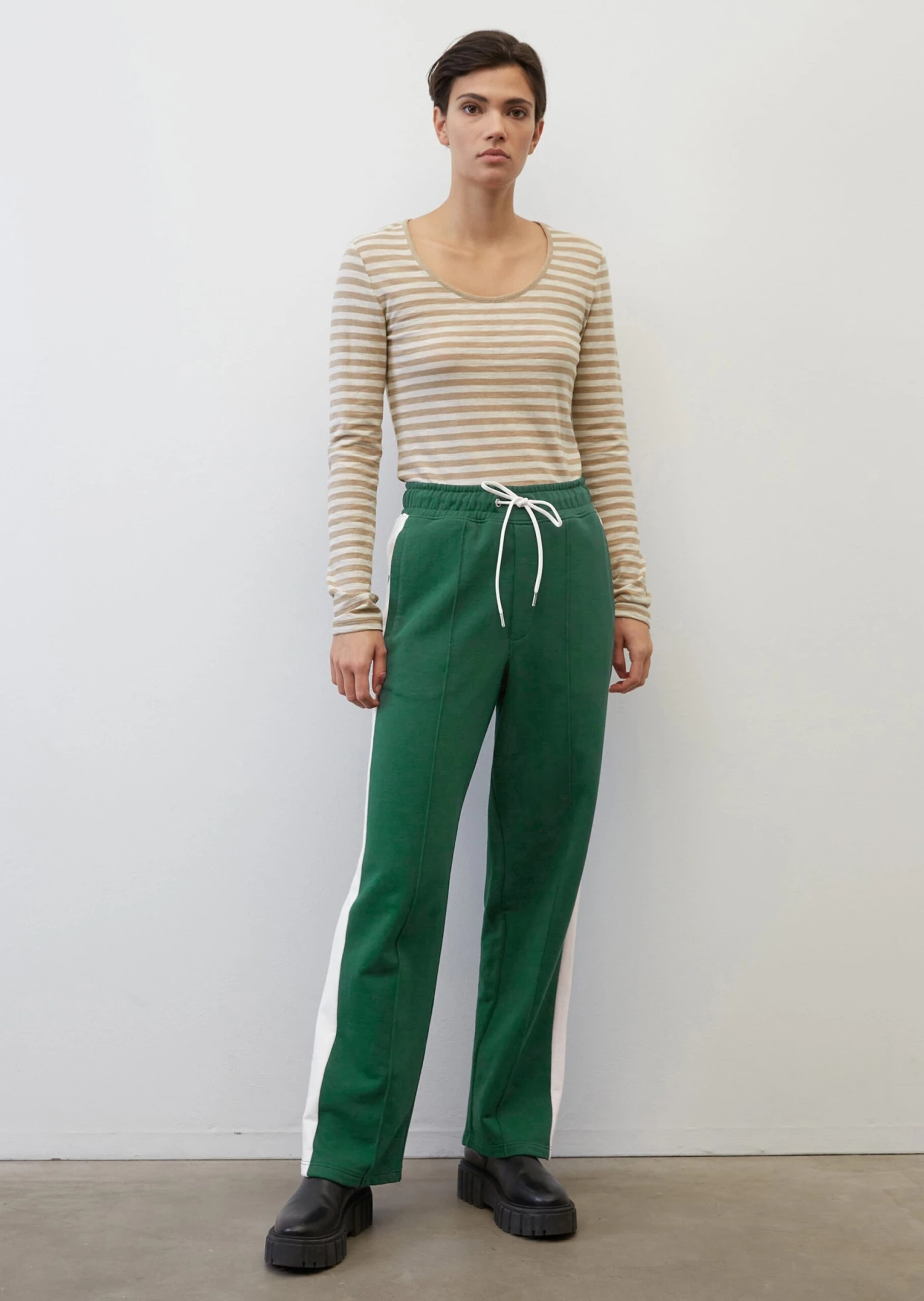 Marc O'Polo Long Sleeve Top With Stripes In Organic Cotton Slub Jersey 3 Marc O'Polo Long Sleeve Top With Stripes In Organic Cotton Slub Jersey