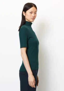 Marc O'Polo Ribbed Jersey T-shirt With High Stand-up Collar Made Of Organic Stretch Cotton Fabric -FashionLust Verkaufs-Shop 2d50efbafdb57607bc351afcfc56f4b8