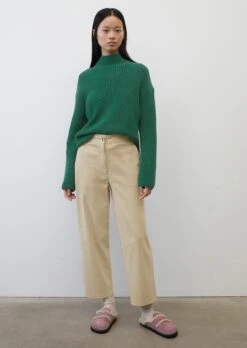Marc O'Polo Wide Ankle-length Trousers Made Of Brushed Twill