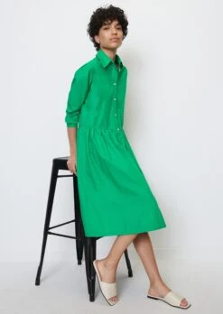 Marc O'Polo Blouse Dress With A Gathered Skirt Made From A Lightweight Organic Cotton/lyocell Blend