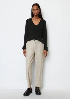 Marc O'Polo Finely Checked Trousers With An Elasticated Waistband With LENZING™ ECOVERO™