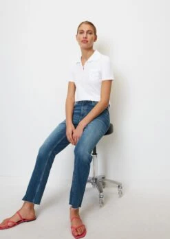 Marc O'Polo Short Sleeve Polo Shirt In A Regular Fit With Blended Material Detailing