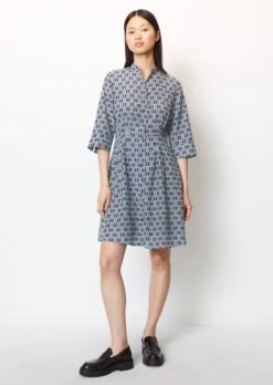 Marc O'Polo Short Blouse Dress With A Silky Texture Made From A Soft Organic Cotton/viscose Blend