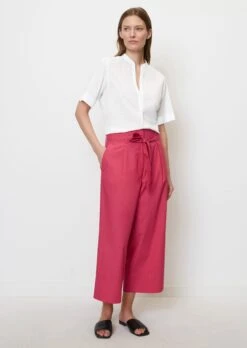 Marc O'Polo Wide-leg Poplin Trousers Made Of Organic Cotton