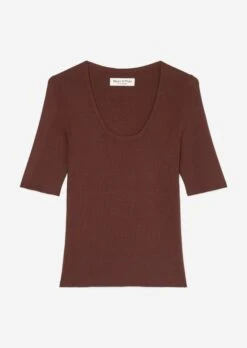 Marc O'Polo Short-sleeved Knitted Jumper With A Square Neckline Made Of Organic Cotton -FashionLust Verkaufs-Shop 4f89e7795337e5186b79244d6a0bb94f