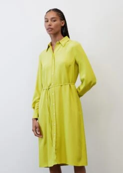 Marc O'Polo Shirt Dress In A Midi Length Made Of Flowing Viscose