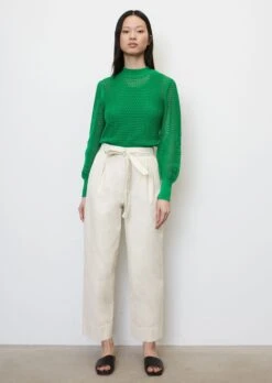Marc O'Polo Barrel Trousers With A Belt Made Of An Organic Cotton And Linen Blend