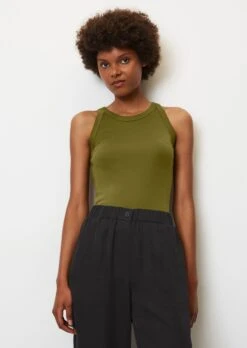 Marc O'Polo Sleeveless Top In A Regular Fit Made Of Organic Cotton Ribbed Jersey