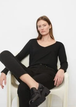 Marc O'Polo Long Sleeve V-neck Top From LENZING™ ECOVERO™