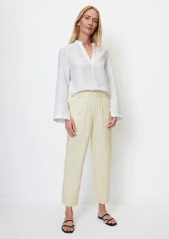 Marc O'Polo Barrel-shaped Trousers With Elasticated Waist Made Of A Cotton/lyocell/linen Blend