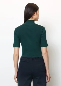 Marc O'Polo Ribbed Jersey T-shirt With High Stand-up Collar Made Of Organic Stretch Cotton Fabric -FashionLust Verkaufs-Shop 660c52bf79123b72420559cc33d28ae1