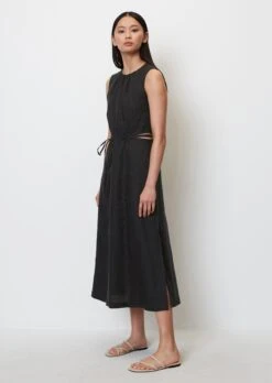 Marc O'Polo Calf-length Dress With Cut-out Details With High Slits At The Side Seams
