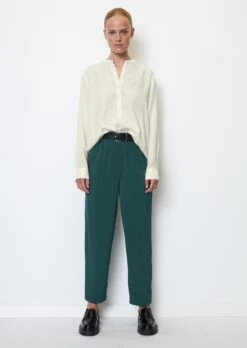 Marc O'Polo Barrel Slip-on Trousers With Elasticated Waistband Made From Flowing Viscose-mix Twill
