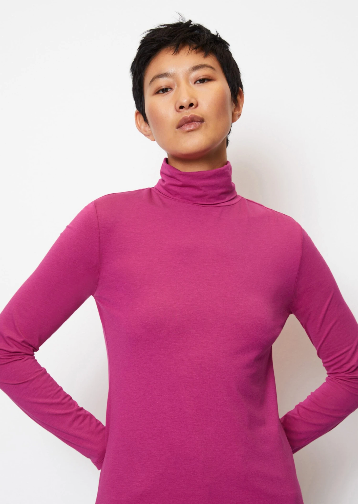 Marc O'Polo Long Sleeve Polo Neck Top, Regular Fit With TENCEL™ Modal 3 Marc O'Polo Long Sleeve Polo Neck Top, Regular Fit With TENCEL™ Modal
