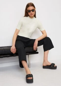 Marc O'Polo Stand-up Collar T-shirt In A Regular Fit Made Of Fine Rib Jersey