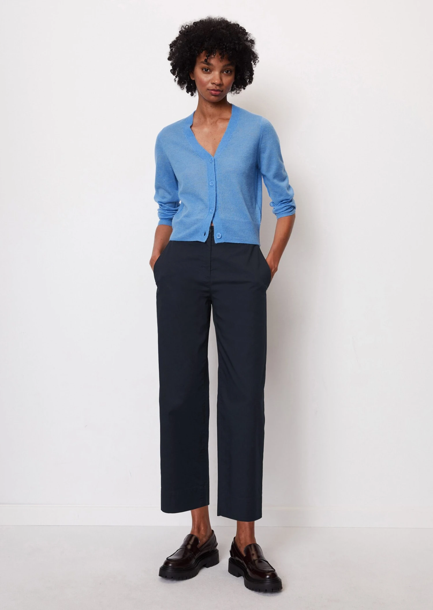Marc O'Polo Wide Leg Trousers, Cropped In Stretchy Organic Cotton Twill 3 Marc O'Polo Wide Leg Trousers, Cropped In Stretchy Organic Cotton Twill
