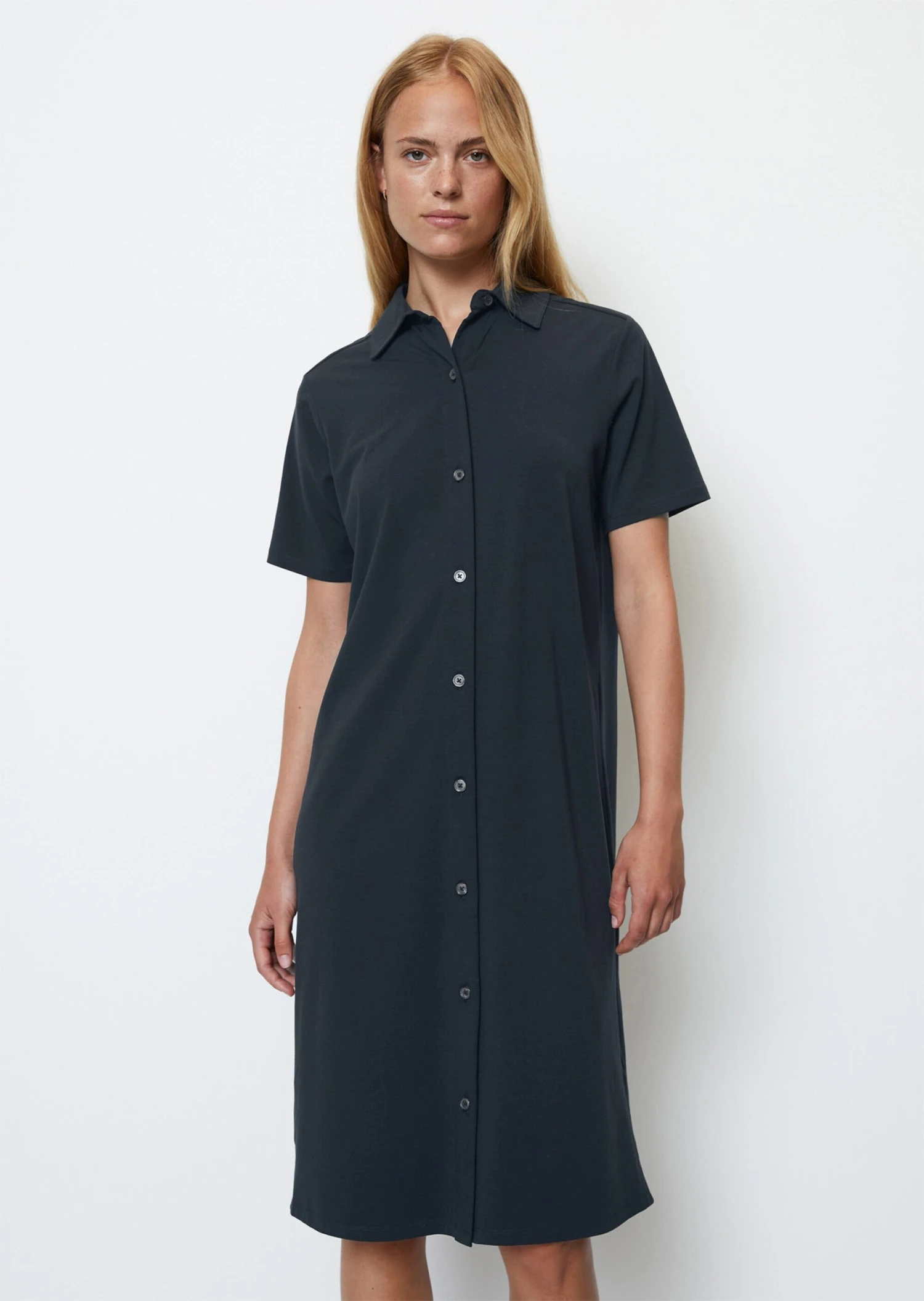 Marc O'Polo Jersey Shirt Dress In A Stretchy Modal/organic Cotton Blend 3 Marc O'Polo Jersey Shirt Dress In A Stretchy Modal/organic Cotton Blend
