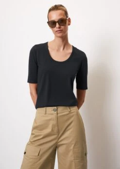 Marc O'Polo Basic T-shirt In A Slim Fit Made Of Stretchy Modal/organic Cotton Jersey