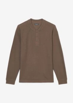 Marc O'Polo Relaxed Long-sleeved Serafino Top Made Of Micro Waffle Textured Jersey -FashionLust Verkaufs-Shop 8437cdf4b8e16ad0b54296db15b2ff4a