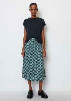 Marc O'Polo Calf Length A Shape Skirt From Printed Viscose Twill