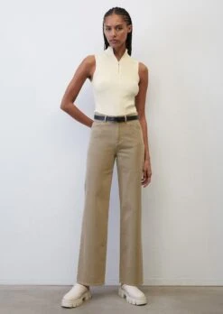 Marc O'Polo NELIS High Waist Wide Leg Trousers Made A Softly Brushed Organic Cotton Twill