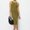 Marc O'Polo Sleeveless Fine Rib Knitted Dress Made Of Blended Viscose