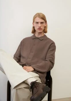 Marc O'Polo Long-sleeve Jersey Top, Relaxed With A Fine Micro Waffle Texture