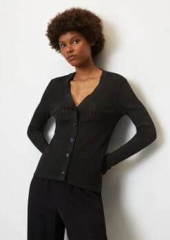 Marc O'Polo Pointelle Jersey V-neck Cardigan Made From Pure Organic Cotton