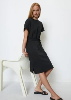 Marc O'Polo Belted T-shirt Dress Made Of Interlock Jersey