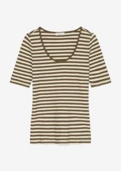 Marc O'Polo Striped T-shirt With A Deep Round Neckline, Regular Fit Made Of Organic Cotton -FashionLust Verkaufs-Shop bd751a1408f71d36a410a4a3c7781ff5