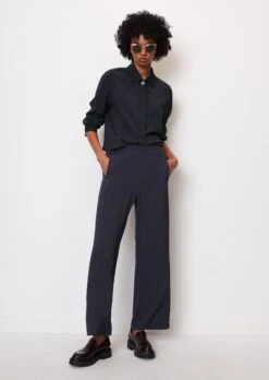Marc O'Polo Wide Leg Trousers With Semi-elastic Waistband In Pure Viscose