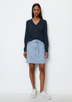Marc O'Polo Denim Mini Skirt With Waist Belt In An Organic Cotton/lyocell Blend