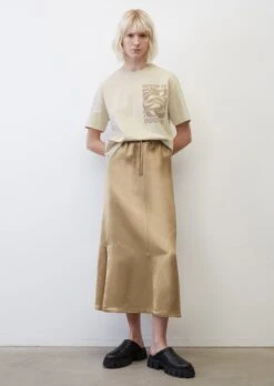 Marc O'Polo Flared Maxi Skirt With Slits Made Of An Elegant Viscose/linen Blend