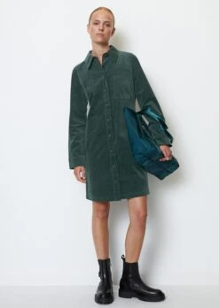 Marc O'Polo Short Shirt Dress Straight Made From Stretchy Velvet