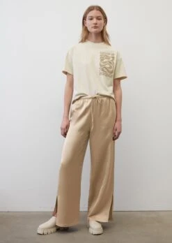 Marc O'Polo Wide Tracksuit Bottoms With Side Slits Made Of An Elegant Viscose/linen Blend