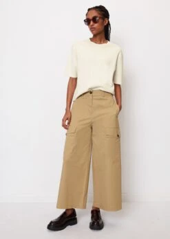 Marc O'Polo Cargo Culottes In A Relaxed Fit Made Of Organic Cotton Stretch Twill Satin