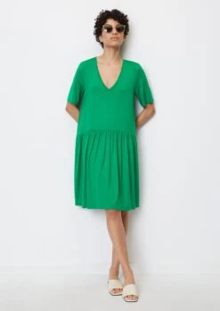 Marc O'Polo V-neck Jersey Dress Made Of Stretch Viscose Jersey