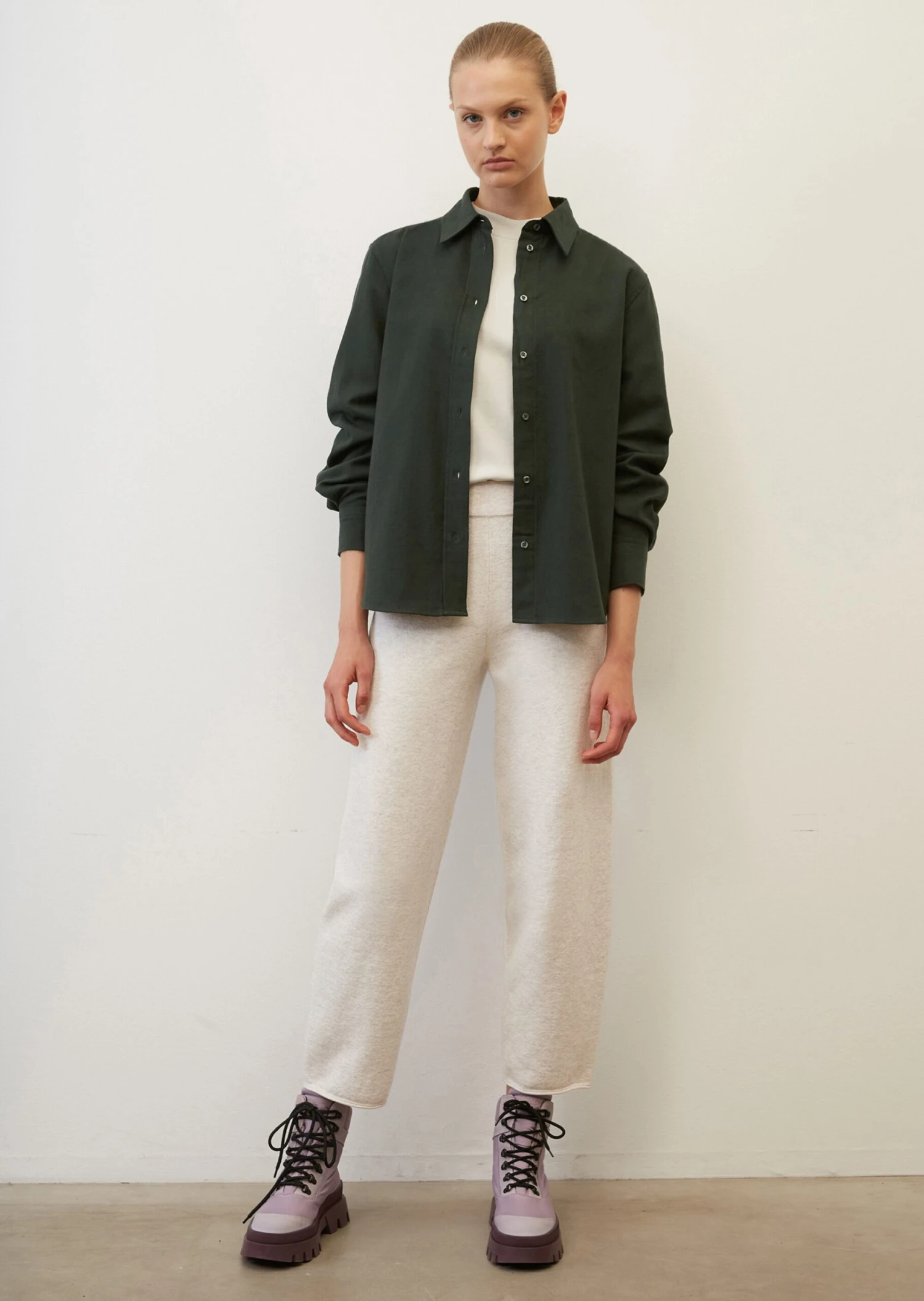 Marc O'Polo Soft, Cropped Knitted Trousers Made Of Stretch Cotton Wool 3 Marc O'Polo Soft, Cropped Knitted Trousers Made Of Stretch Cotton Wool