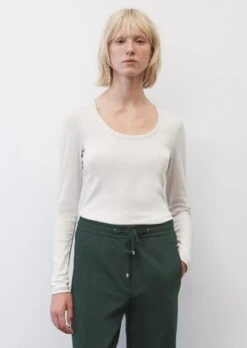 Marc O'Polo Ribbed Jersey Round Neck Long Sleeve Top Made Of A Soft Organic Cotton Blend -FashionLust Verkaufs-Shop ec02721cc664fa6ceaec01ef88432123