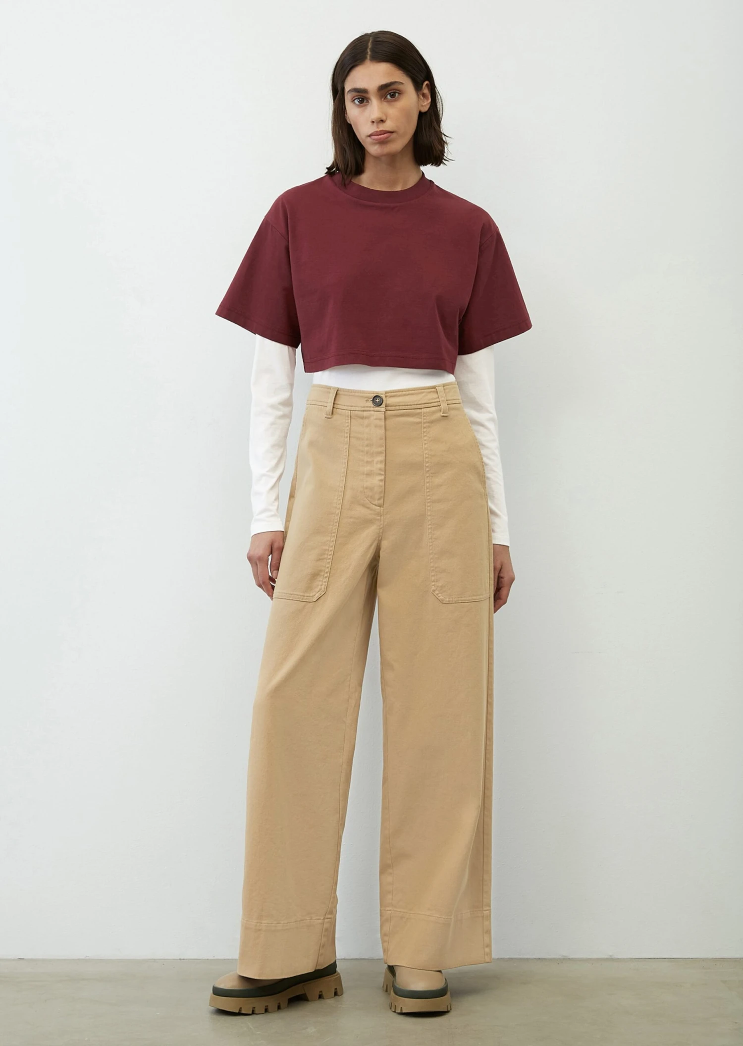 Marc O'Polo High-waisted Baggy Trousers Made Of Soft Twill Fabric 3 Marc O'Polo High-waisted Baggy Trousers Made Of Soft Twill Fabric